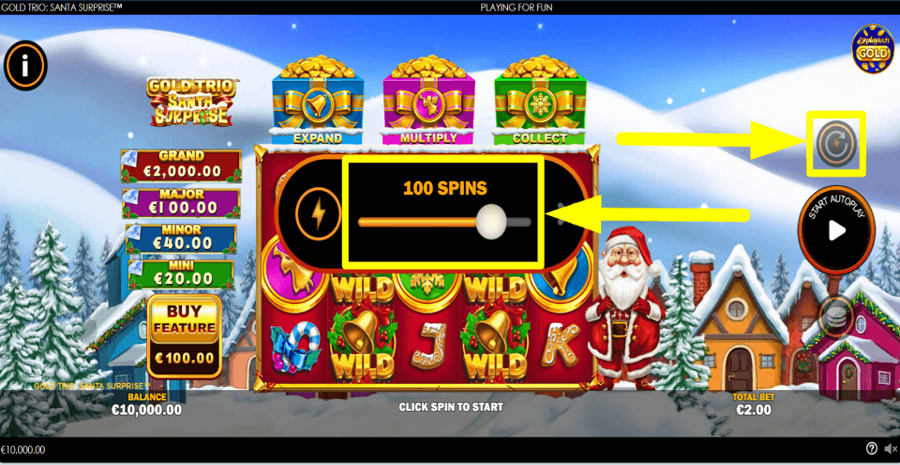 Gold Trio Santa Surprise Autoplay Feature