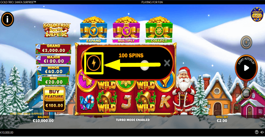 Gold Trio Santa Surprise Turbo Feature