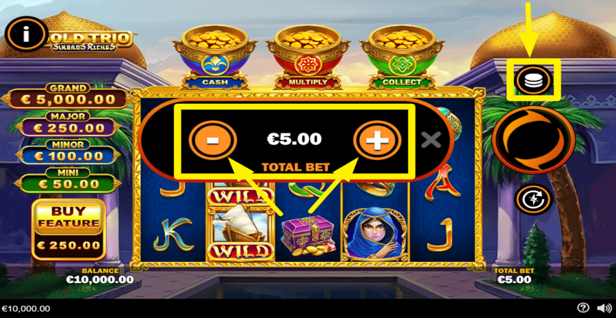 Gold Trio Sinbad Riches Adjjust Bet