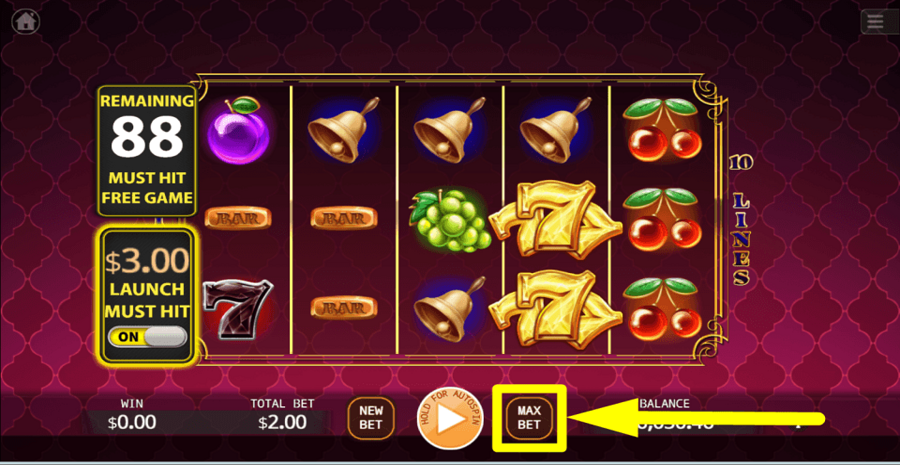 Golden 777 Vip Max Bet Button