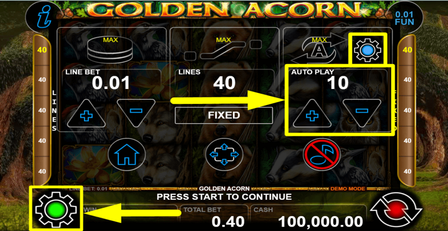 Golden Acorn Autoplay Feature