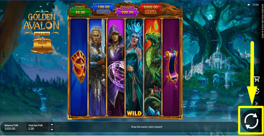 Golden Avalon Hold And Win Spin Button