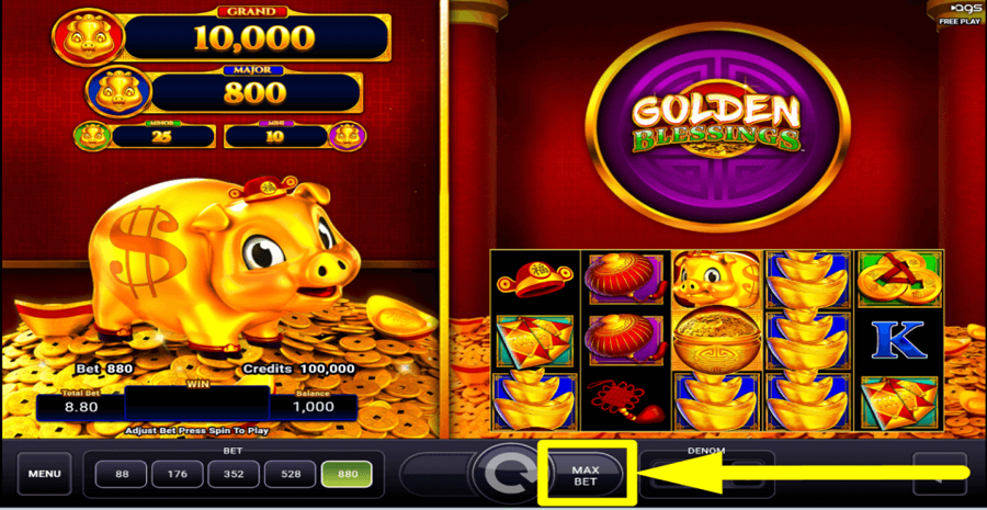Golden Blessings Max Bet Button