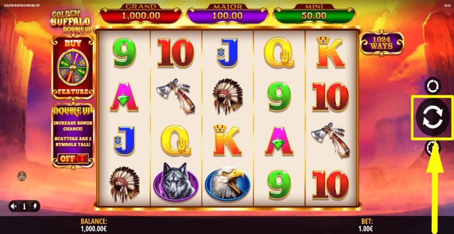 Golden Buffalo Double Up Spin Button
