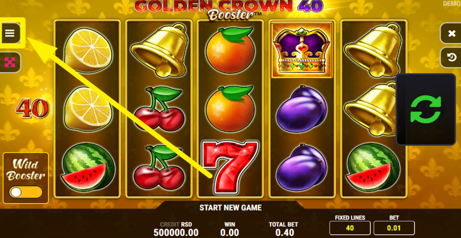 Golden Crown 40 Booster Adjust Bet