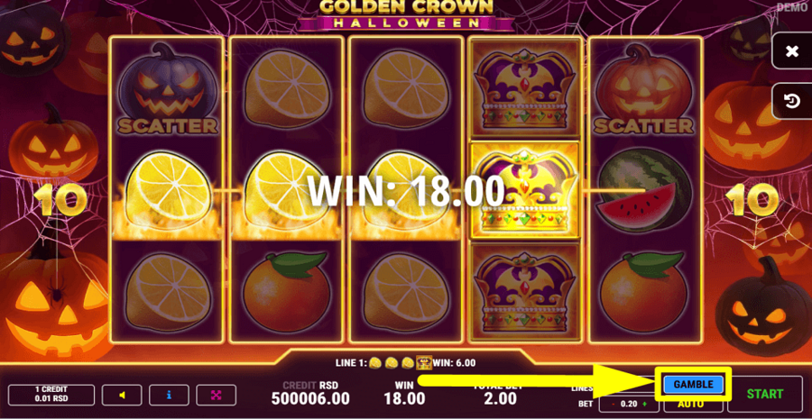 Golden Crown Halloween Gamble Feature