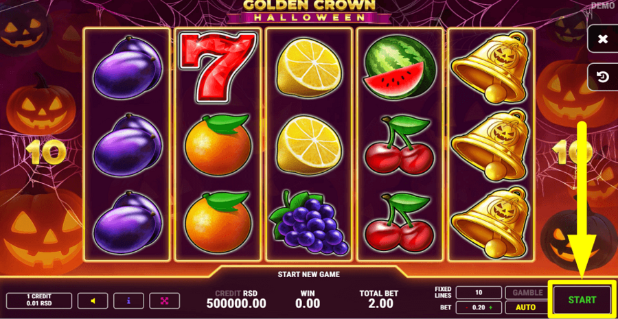 Golden Crown Halloween Start Button