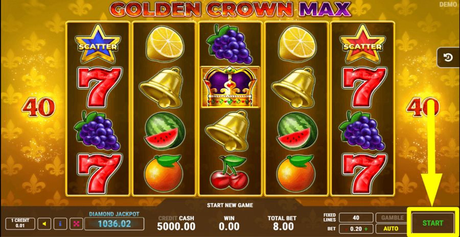 Golden Crown Max Start Button