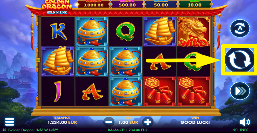 Golden Dragon Hold N Link Spin Button