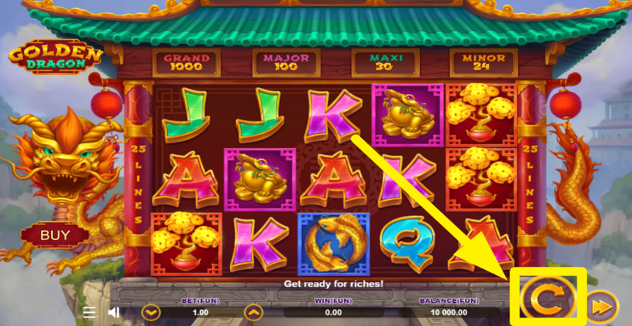 Golden Dragon Hold N Ring Spin Button