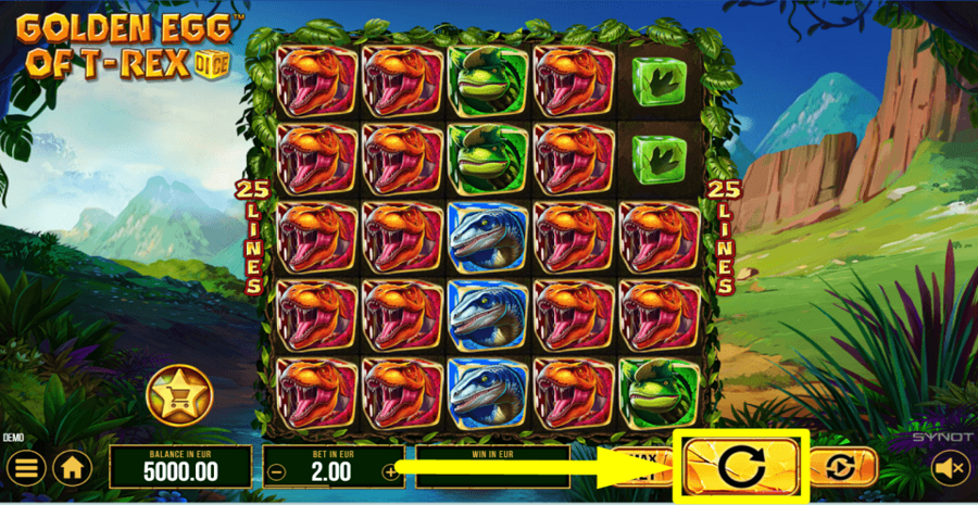 Golden Egg Of Trex Dice Spin Button