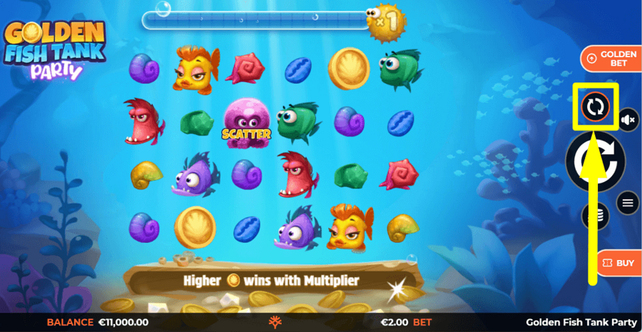 Golden Fish Tank Party Autoplay Feature