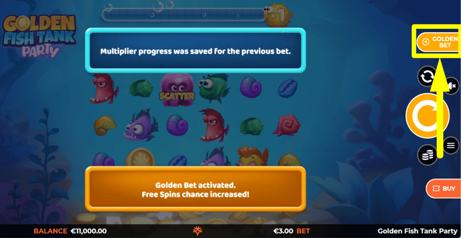 Golden Fish Tank Party Golden Bet Feature