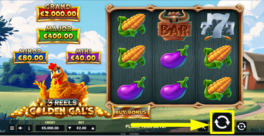 Golden Gals 3 Reels Spin Button