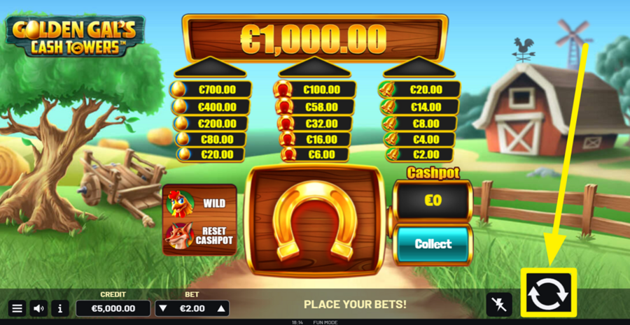 Golden Gals Cash Towers Spin Button