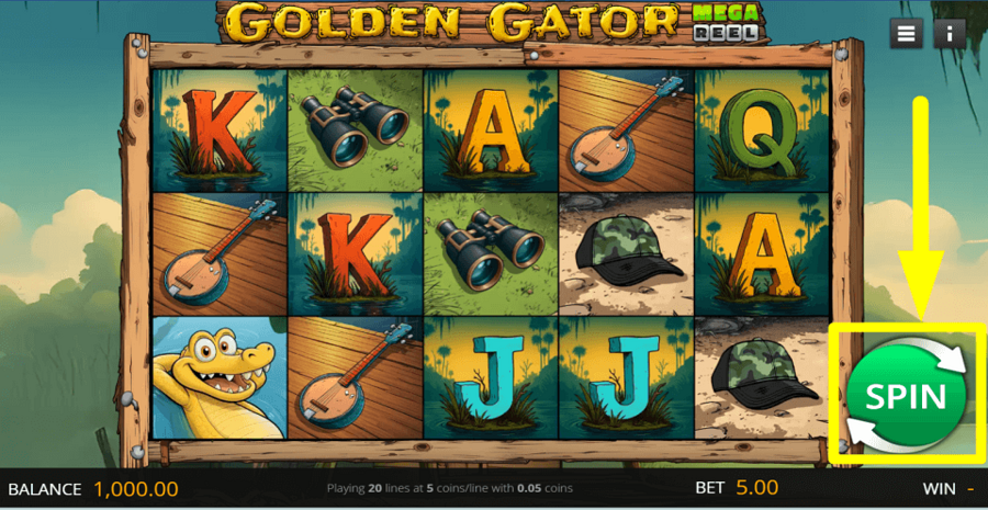 Golden Gator Mega Reel Spin Button