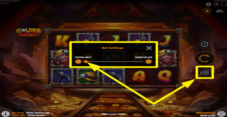 Golden Mine Adjust Bet