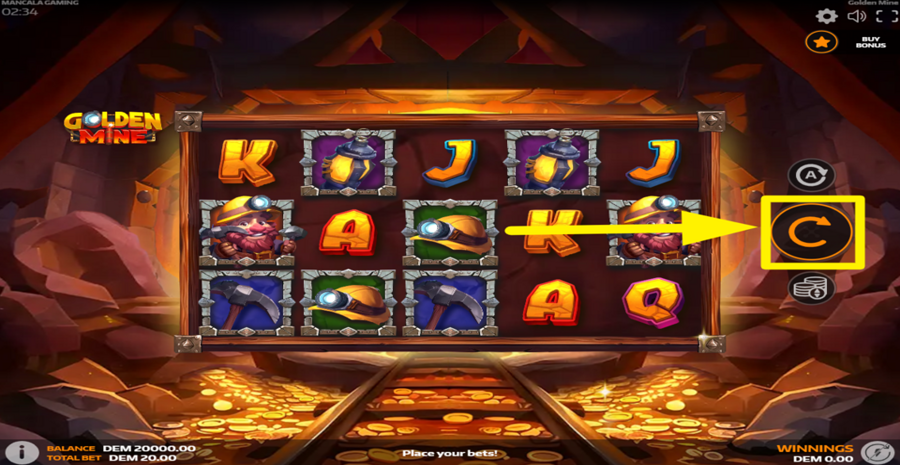 Golden Mine Spin Button
