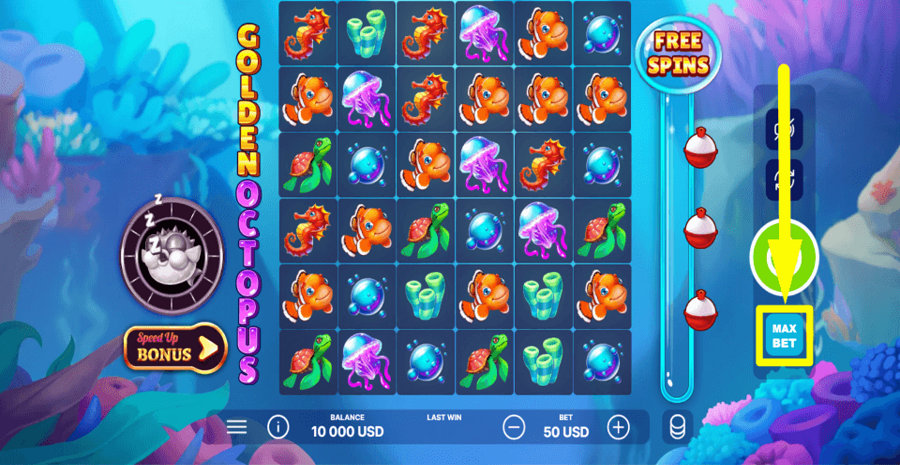 Golden Octopus Max Bet Button
