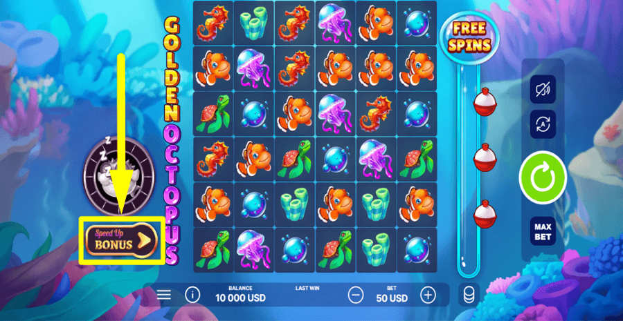 Golden Octopus Speed Up Bonus Feature