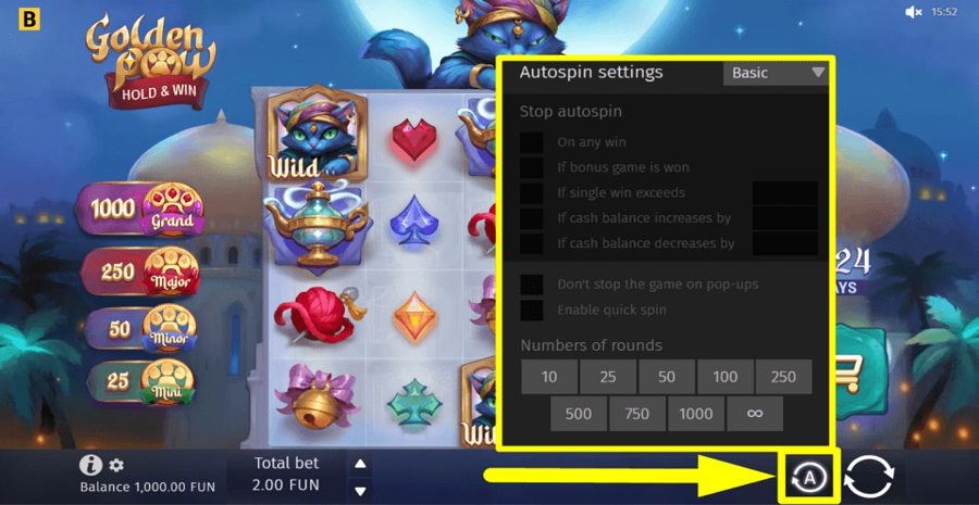 Golden Paw Hold And Win Autoplay Feature
