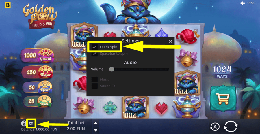Golden Paw Hold And Win Quick Spin Feature