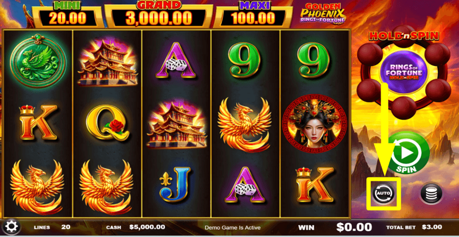 Golden Phoenix Rings Of Fortune Autoplay Feature