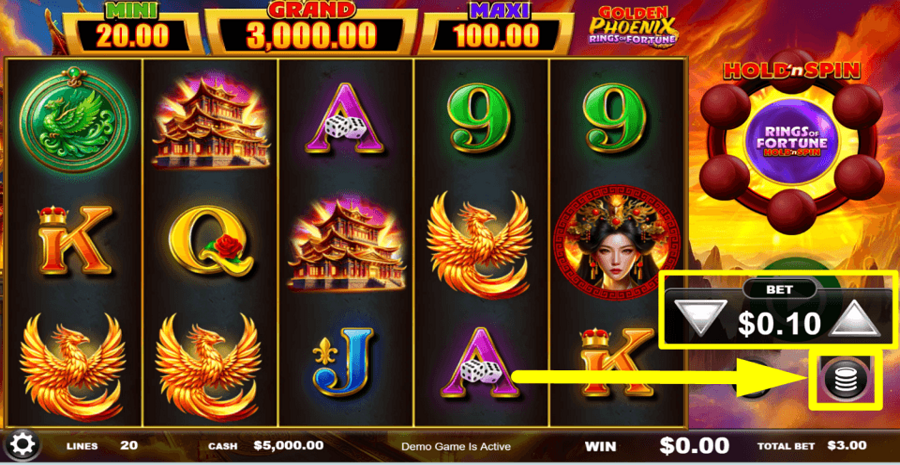 Golden Phoenix Rings Of Fortune Bet Value