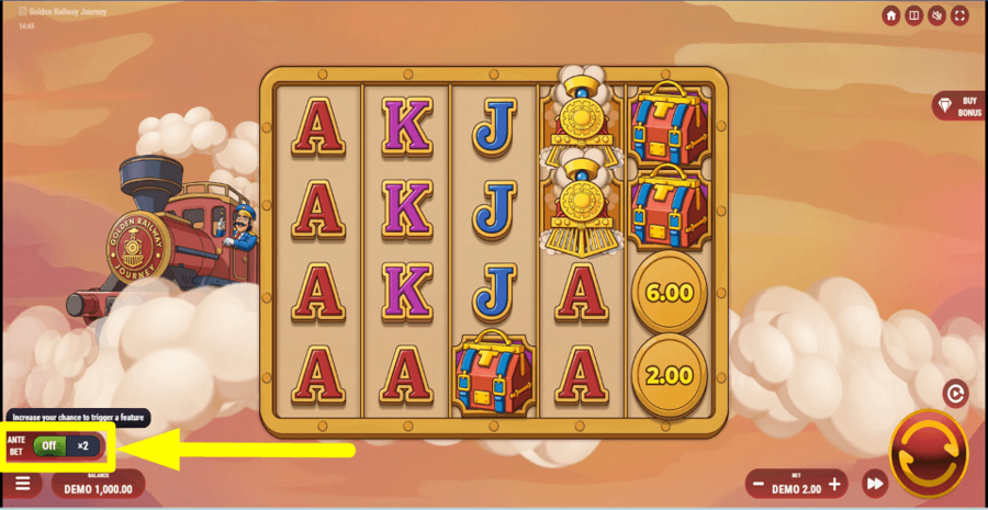 Golden Railway Journey Ante Bet Feature