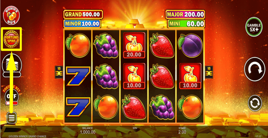 Golden Winner Grand Chance Fortune Spins Feature