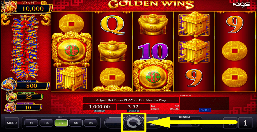 Golden Wins Spin Button