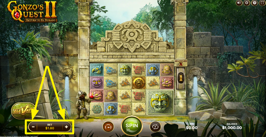 Gonzos Quest 2 Adjust Bet