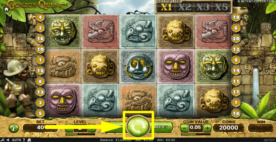 Gonzos Quest Spin Button