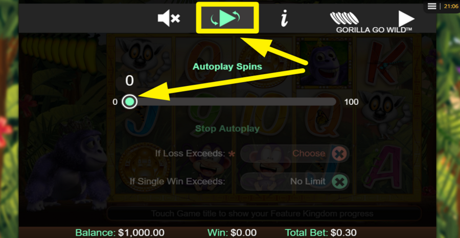 Gorilla Go Wild Autoplay Spins Feature
