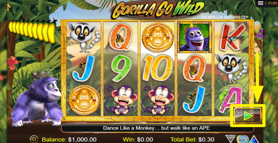 Gorilla Go Wild Spin Button