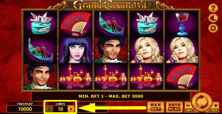 Grand Casanova Adjustable Paylines