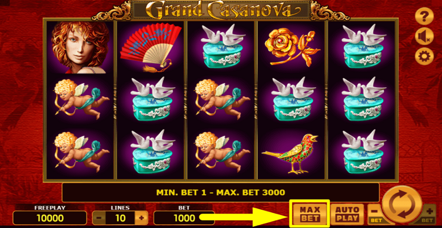 Grand Casanova Max Bet Button
