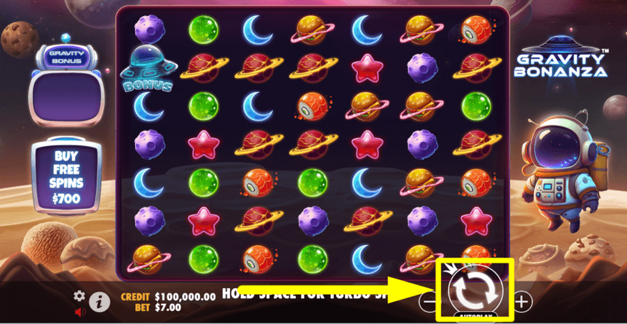 Gravity Bonanza Spin Button