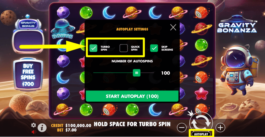 Gravity Bonanza Turbo Feature