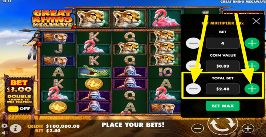 Great Rhino Megaways Adjust Total Bet