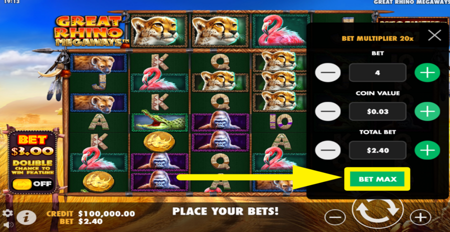 Great Rhino Megaways Max Bet