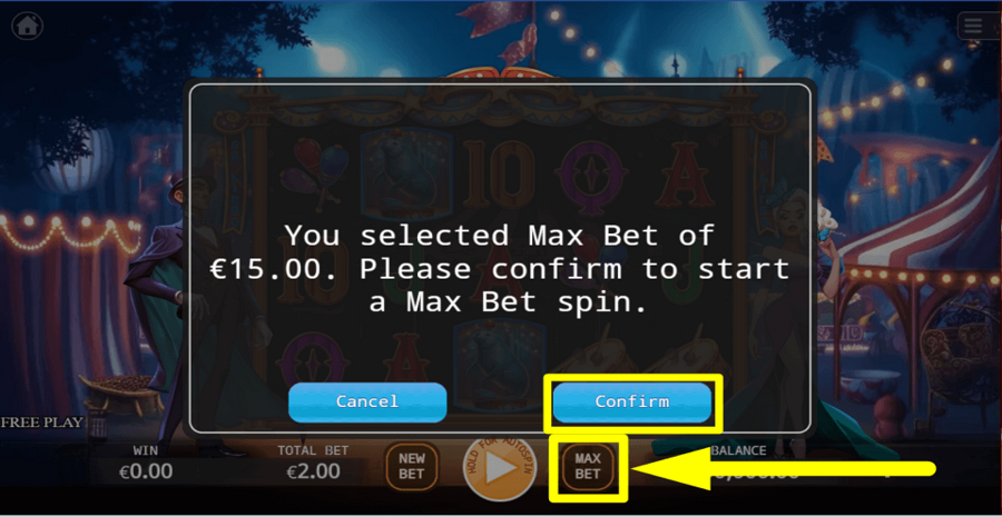 Greatest Show Max Bet Button