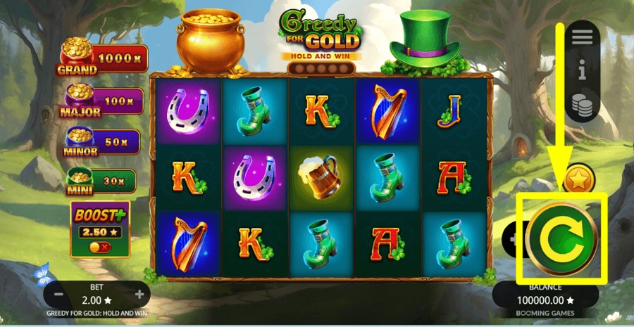 Greedy For Gold Hold And Win Spin Button