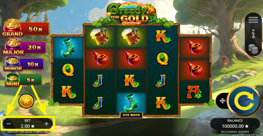 Greedy For Gold Power Hit Adjust Bet