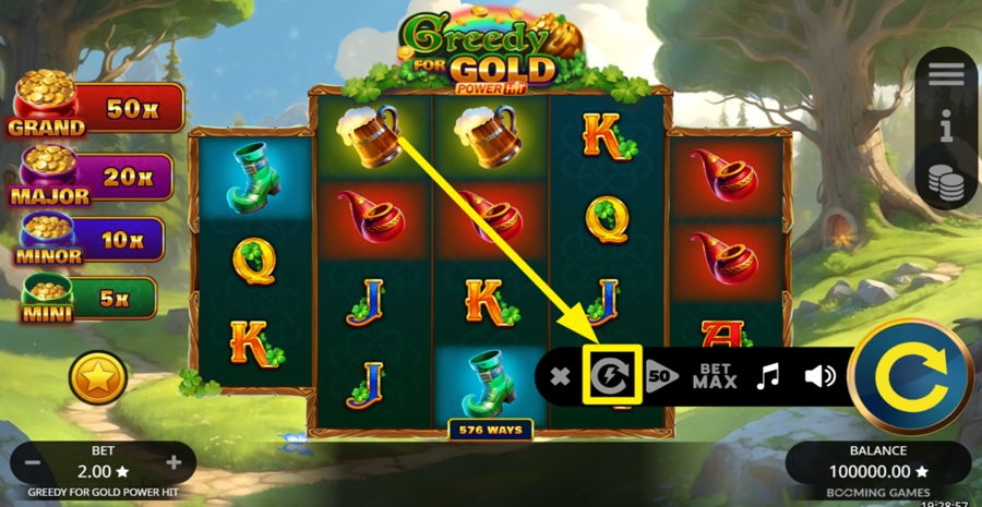 Greedy For Gold Power Hit Turbo