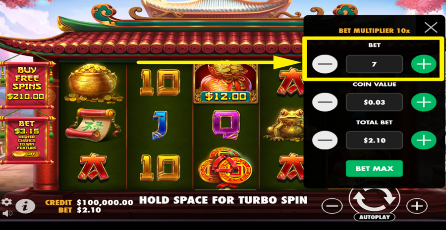 Greedy Fortune Pig Adjust Bet Level