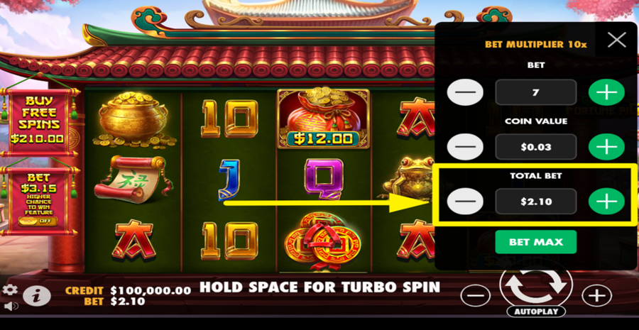 Greedy Fortune Pig Adjust Total Bet