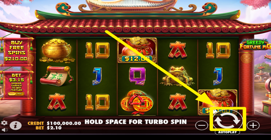 Greedy Fortune Pig Spin Button