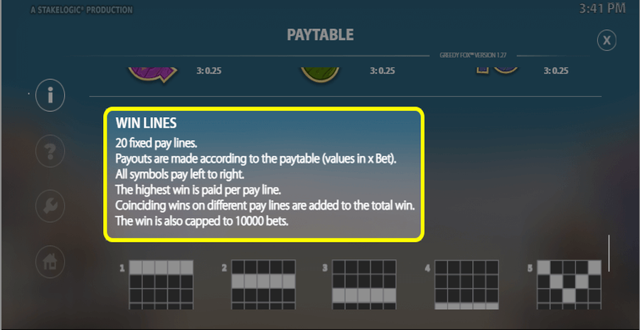 Greedy Fox Paylines