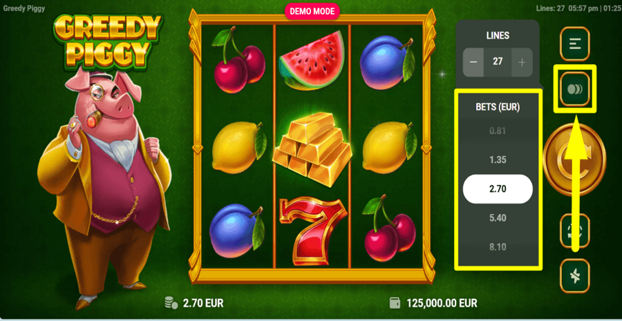 Greedy Piggy Bet Value